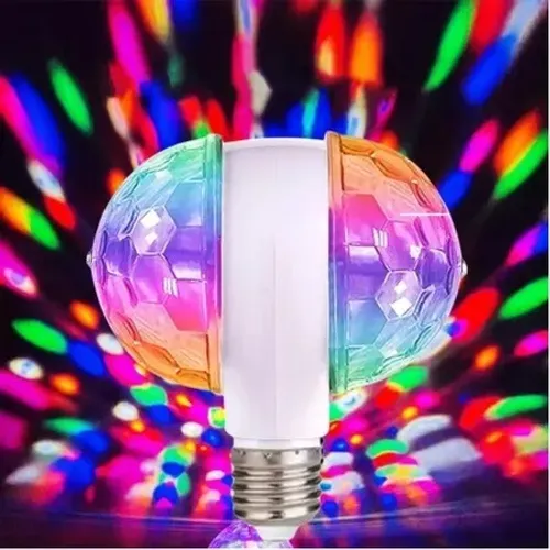 Lampada Dupla Giratoria Colorida RGB Para Festa