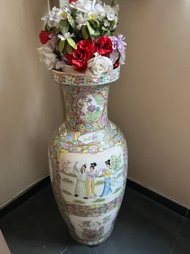 Vaso decorativo oriental com flores Chinês