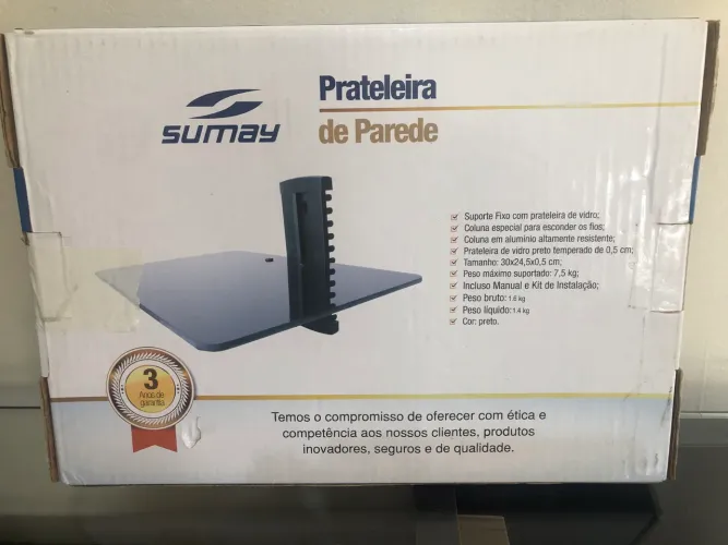 Prateleira em vidro com cremalheira