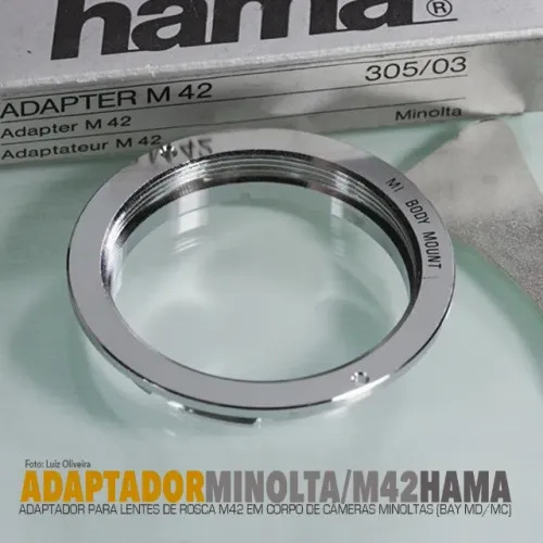 Adaptador de objetivas M42 para usar em Corpo Minolta MD/MC.