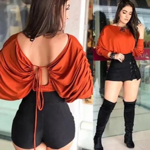 Short saia curto suplex com lhós feminino