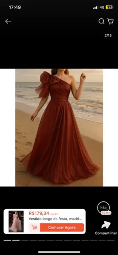 Vestido de festa cor terracota