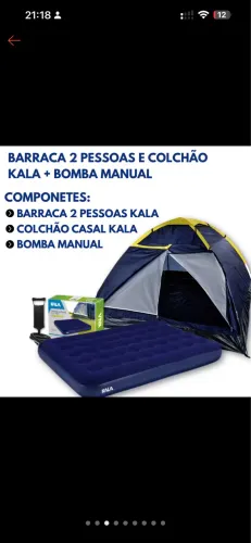KIT BARRACA DE CASAL + cama de casal + bomba de ar