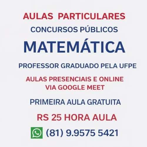 PROFESSOR PARTICULAR DE MATEMATICA EM DOMICÍLIO 