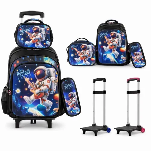Mochila Escolar Infantil com Rodinhas + Carrinho + Lancheira + Estojo - Diversas Opções  