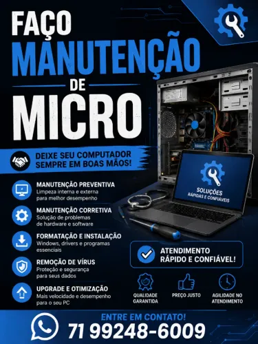 Faço manuntenção de computadores e cartazes a mão