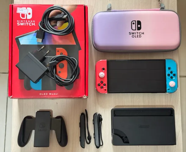 Nintendo Switch OLED 128GB + Acessórios - DESBLOQUEADO - COMPLETO - ESTADO DE NOVO