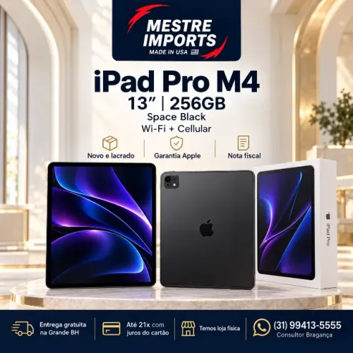 Apple iPad Pro 13 M4 256GB Cellular Novo com Nota Fiscal
