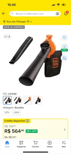 Soprador e Aspirador de Folhas Black+Decker BV25 220v com Função Triturador