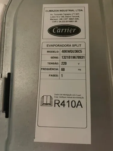 AR-CONDICIONADO CASSETE CARRIER 36.000 BTU/H - ÓTIMO ESTADO