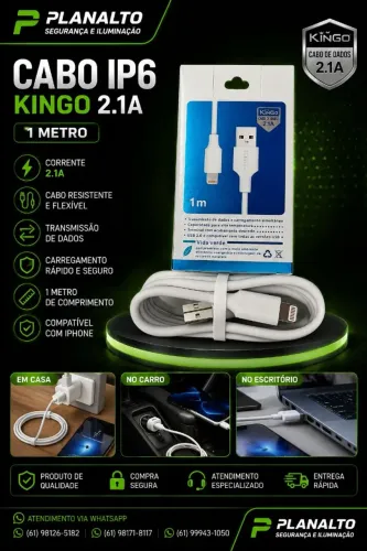 Cabo Iphone USB KINGO 2.1A NOVO