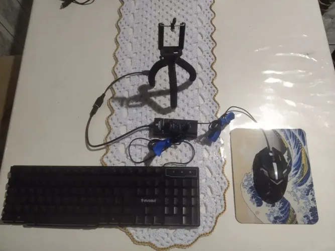 Kit Gamer Completo RGB + Tripé para Celular ? Teclado, Mouse, Mousepad e Mais