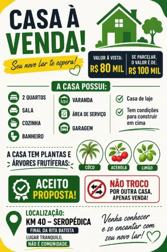Casa à venda km 40 Seropédica
