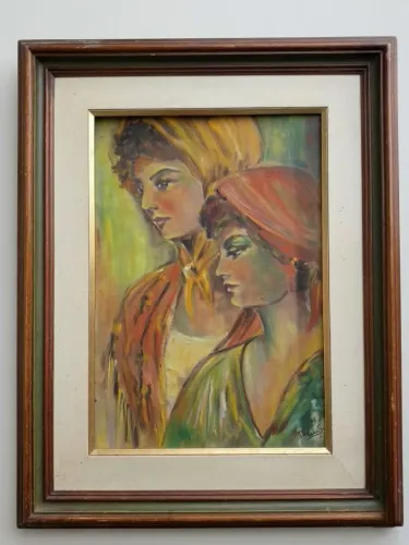 Quadro óleo sobre tela - retrato de mulheres 