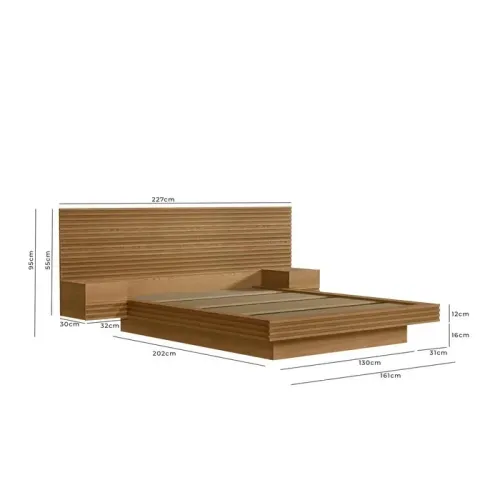 Cama Casal De Madeira Com Cabeceira Integrada Design Ripado