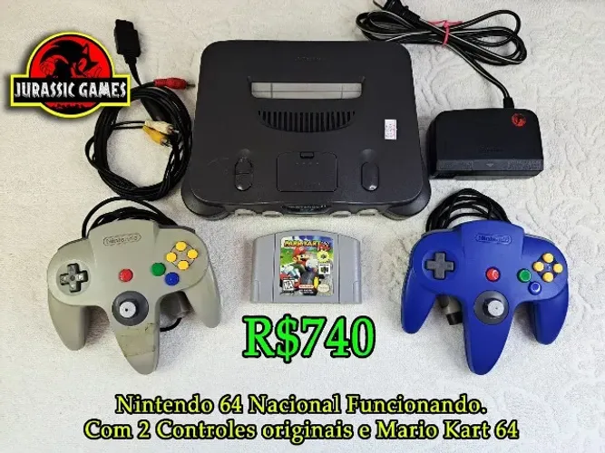 Console Nintendo 64 Com Mario Kart 64 2 Controles originais Funcionando Perfeitamente N64