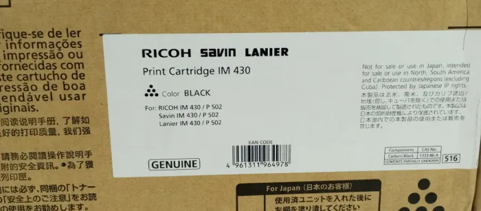 Toner Original Ricoh IM 430 / P502 PRETO