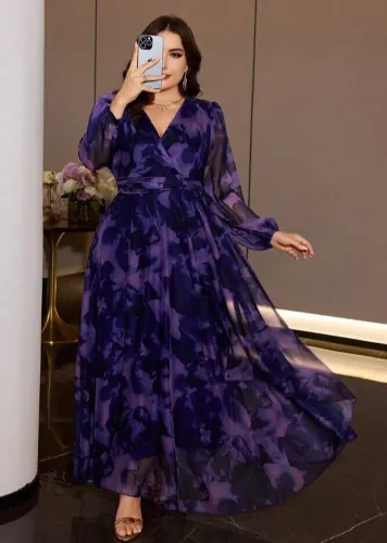 Vestido de Chiffon Elegante Roxo/Lilás