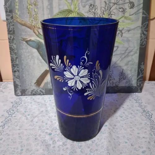 Vaso floral, azul cobalto, alto...perfeito