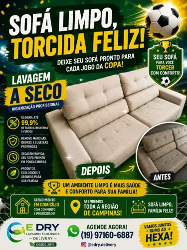 Lavagem a Seco de Sofá em Domicílio | Campinas e Região