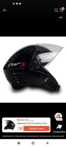 Vendo esse Capacete Fw3 tamanho 60 (novo)