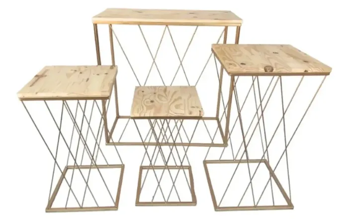 Kit mesa para festas 4 peças Decoração Dourado