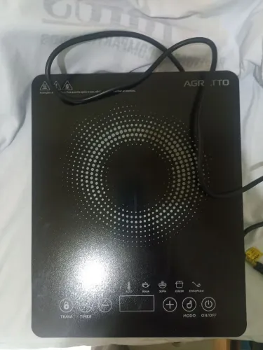 Cooktop de indução agratto. Digital automático. 1 boca. 1200w preto.