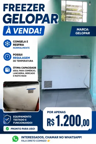 Vendo freezer com tampa de vidro Gelopar 220v