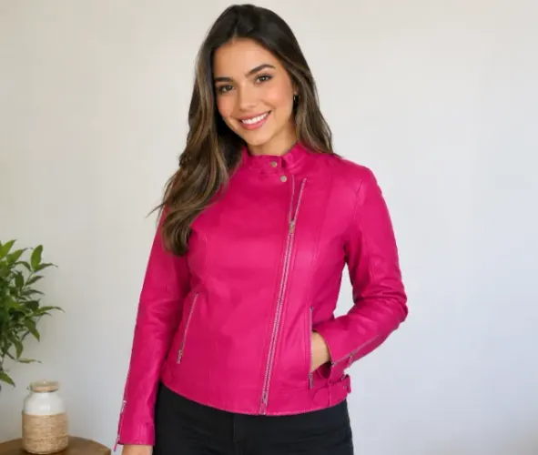 Jaqueta feminina couro sintético