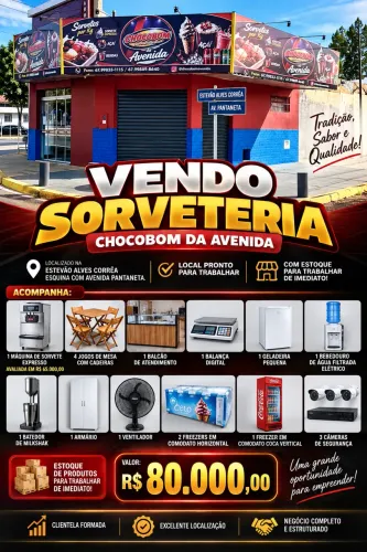 Vendo Sorveteria Montada em funcionamento