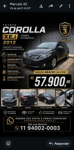 Toyota Corolla XEI 2.0 Flex 16V Aut. 2012