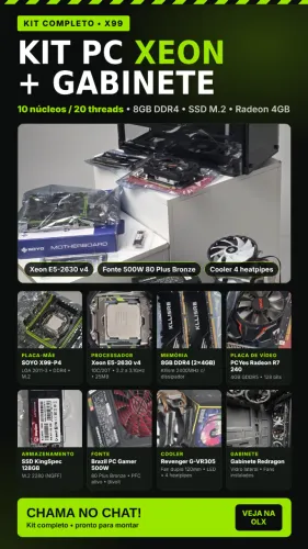 Kit PC Xeon E5-2630 v4 X99 + 8GB DDR4 + R7 240 4GB + SSD + Gabinete