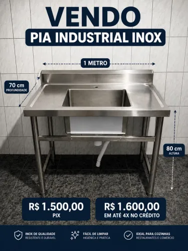 Pia inox industrial 1metro