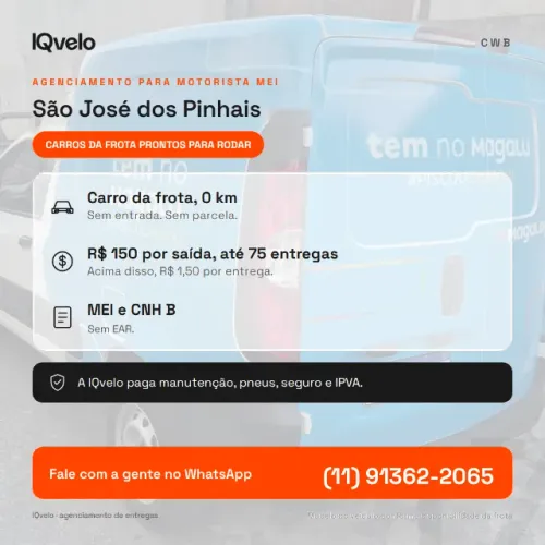 Carro da frota para motorista MEI - entregas Magalog - São José dos Pinhais