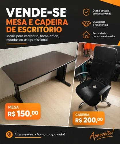 Mesa e cadeira de escritório