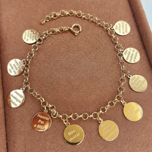 Pulseira 10 Mandamentos em Ouro 18k 750
