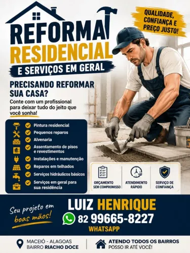 ? REFORMAS E SERVIÇOS EM GERAL Qualidade, confiança e preço justo!
