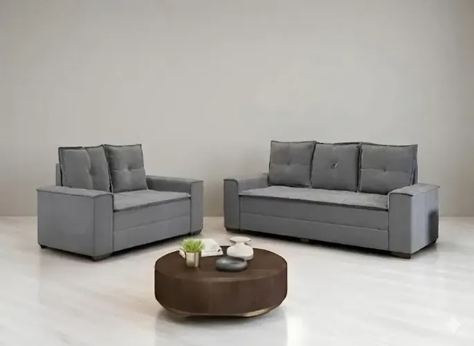 Sofá 2 e 3 lugares Barcelona Cinza - Frete Grátis