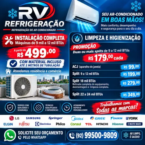 Vendo limpeza de ar e instalação
