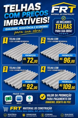 Promoção de Telhas COR 5mm