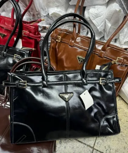 Bolsa Tote Prada Bonnie Média Preto Feminino Casual Premium A Pronta Entrega