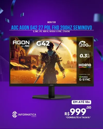 MONITOR AOC AGON G42 27 POL FHD 200HZ SEMINOVO