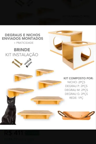 Prateleira para gatos 9 peças 