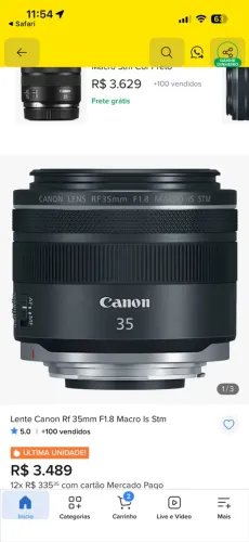 Lente Canon RF 35mm F1.8 Macro IS STM - Excelente estado