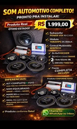 SOM AUTOMOTIVO COMPLETO - PRONTO PRA INSTALAR! ?