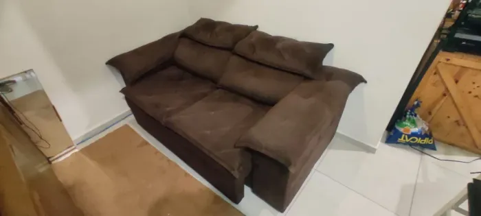 Sofa cama com encosto de cabeça reclinavel 2 Lugares Marrom