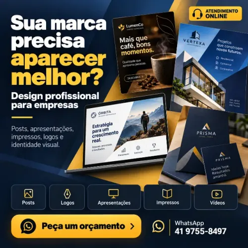 Criação visual para empresas | Logos, posts, catálogos e apresentações