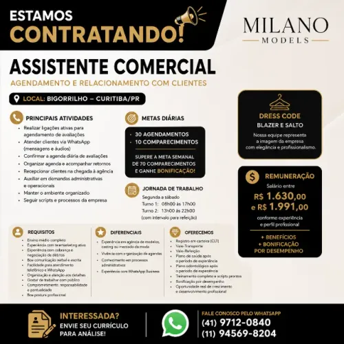 Vaga: Assistente Comercial | Agendamento e Relacionamento com Clientes