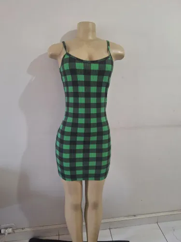 Vestido feminino xadrez verde