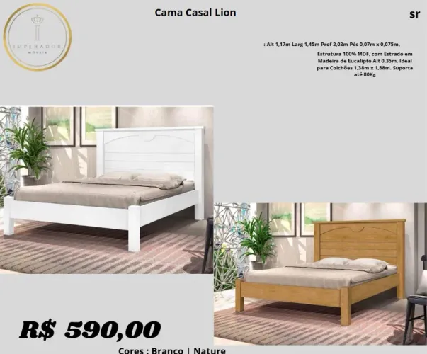 Cama Casal Lion, a escolha perfeita para o seu quarto! Com estrutura 100% MDF e
